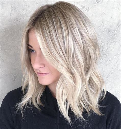 blonde haircuts shoulder length|medium length blonde highlighted hairstyles.